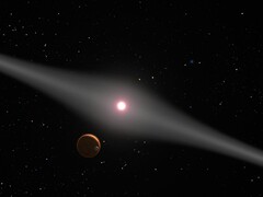 An illustration showing a star and a galaxy.