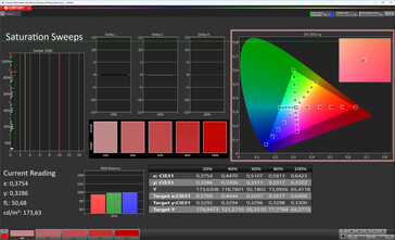 Color saturation (profile: professional, standard, target color space: sRGB)