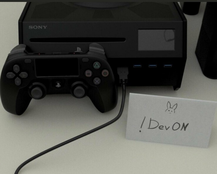 Supposed PlayStation 5 devkit and controller. (Source: Twitter/Tidux)