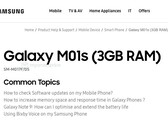 The Galaxy M01s' new support page. (Source: MySmartPrice)