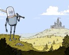 Image from the game Feudal Alloy showing a knight with an aquarium head and a castle in the background. (Image source: Steam)