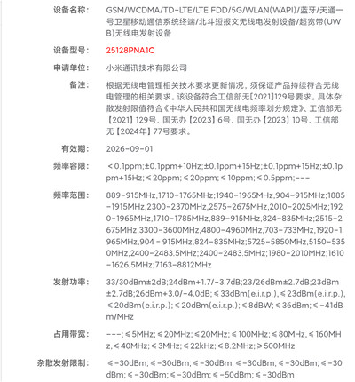 The Xiaomi 17 Ultra with number 25128PNA1C in a recent certification in China.