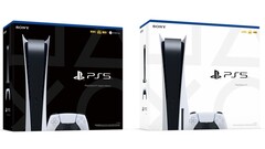 Digital Edition (L) and standard PS5 (R). (Image source: Sony/@videogamedeals - edited)