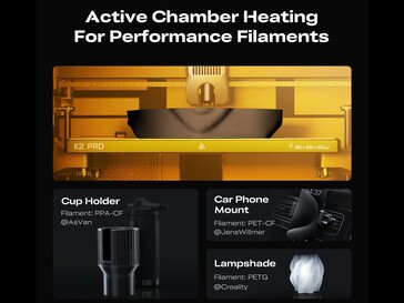 Active chamber heating for more difficult to print filaments. (Image source: Creality)
