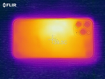 Heat map of the back of the device under load