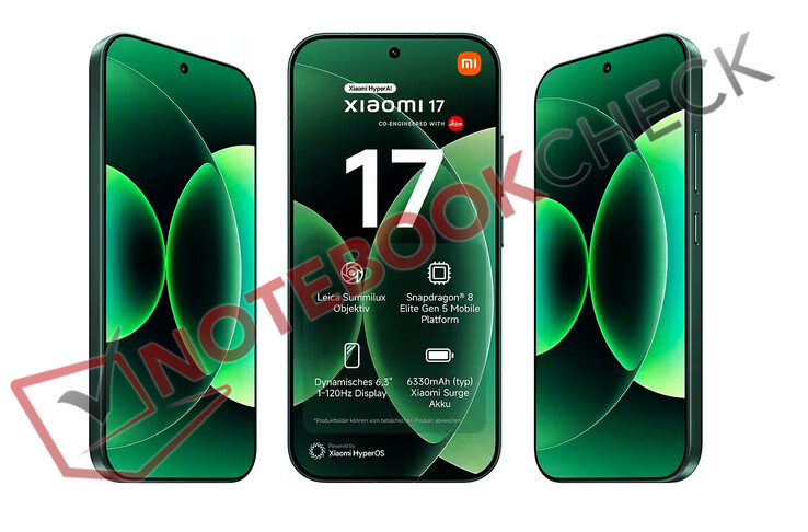 The retailer also lists all core specifications for the global version of the Xiaomi 17. (Image source: via Notebookcheck)