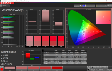 CalMAN color saturation (sRGB target color space)