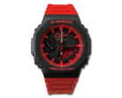 The Carp logo on the Casio G-Shock x Hiroshima Toyo Carp collab watch is accompanied by red indices and accents against a black background. (image source: Great G-Shock World)