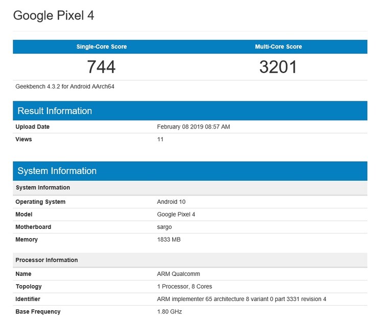 The codename "sargo" has been associated with the Google Pixel 3 Lite. (Source: Geekbench)