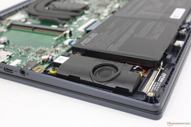 Down-firing stereo speakers near the bottom front corners