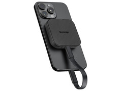 The MagSafe-compatible NX-P4MG starts at around $188 in Japan. Pictured: the portable SSD attached to an iPhone. (Image source: Nextorage)