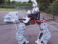 YouTuber and engineer James Bruton has built a rideable AT-AT from Star Wars using mainly 3D-printed components. (Image source: YouTube / James Bruton)