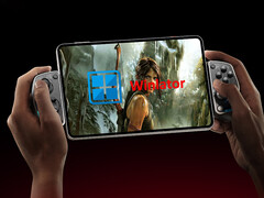 Winlator 10.1 is now available to download. Pictured: a promo image of the RedMagic Astra. (Image source: RedMagic and brunodev85 - edited)