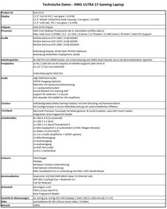 Schenker XMG Ultra 17 L17 Specs