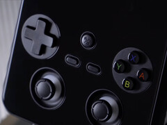 A close-up of the RG477V with its dual joysticks and Nintendo-style ABXY button layout. (Image source: Anbernic)