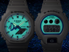 The Casio G-Shock Hidden Glow series takes a bright approach with white and blue aesthetics alongside the lume dials. Pictured from right to left - Casio DW-6900HDS-7A1, and the Casio GA2100HDS-7A. (Image source: Casio)