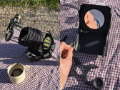 The 3D-printed DIY telescope (pictured in hands-on photos) uses carbon rods for structural support. (Image source: Lucas Sifoni)