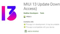 MIUI 13 Update Download (Early Access) (Source: Google Play)