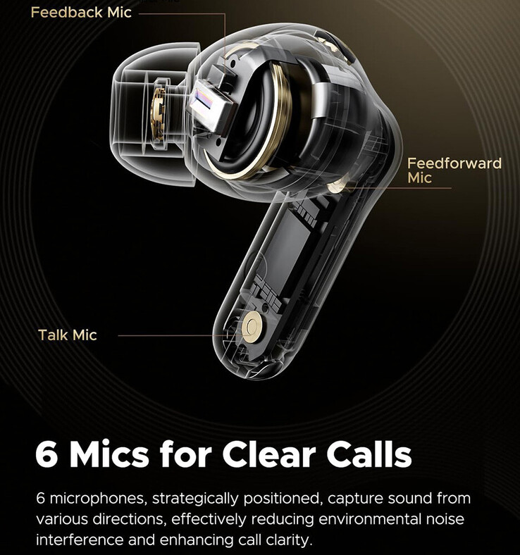 Microphone setup of the wireless earbuds (Image source: Soundpeats)