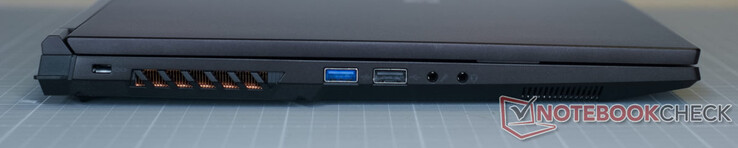 Kensington Security Slot; USB-A 3.2 Gen1; USB-A 2.0; microphone input; headphone jack (compatible with multiple headphone headsets)