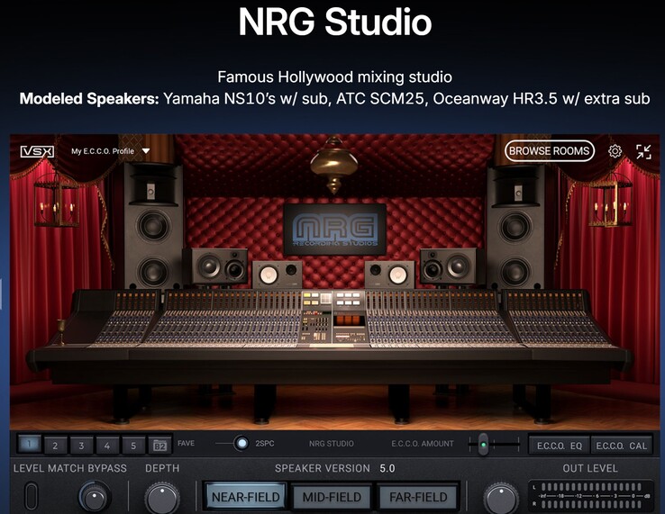 The virtualization software for the VSX Immersion One headphones can simulate professional audio environments, including professional mixing studios. (Image source: Steven Slate Audio)