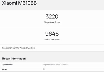Geekbench 7 benchmark listing of the unreleased Xiaomi 18 Pro