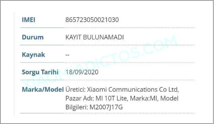 Mention of "Mi 10T Lite". (Image source: FCC via XiaomiAdictos)