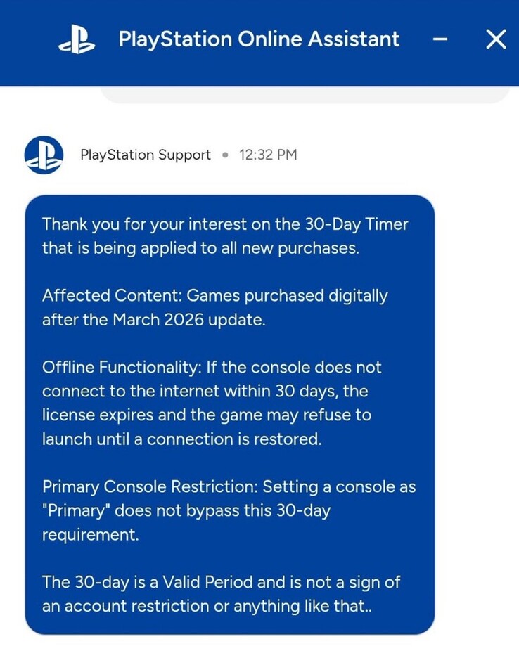 Screenshot of chat with PlayStation support.