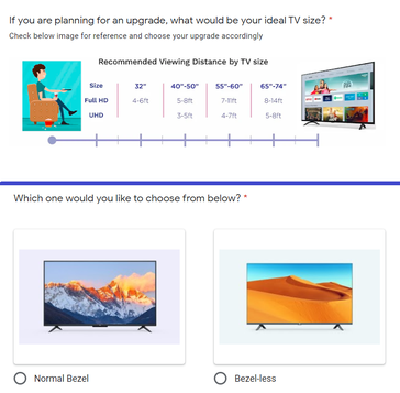Mi TV survey questions. (Image source: Google survey - edited)