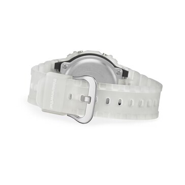 Rear view of the translucent resin strap and buckle on the G-Shock DW-5600TNT-7.