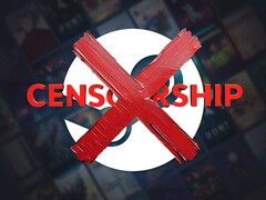 Anti-censorship logo shown over Steam background (Image source: Valve with edits)
