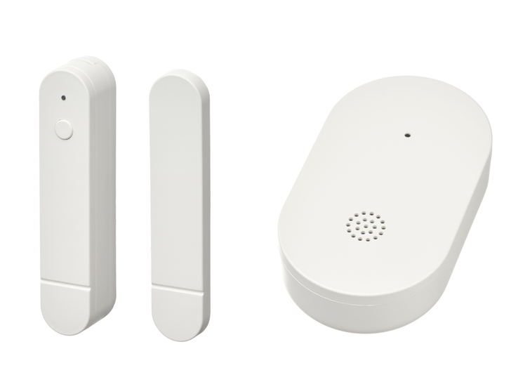 The IKEA Mygbett door and window sensor (left) and Klippbok water leak sensor (right). (Image source: IKEA)