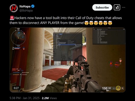 ItsHapa Call of Duty Hacking X post (Image source: X)