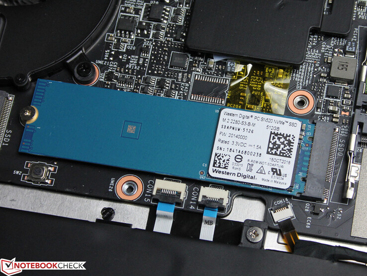 The Western Digital WDC PC SN520 SDAPNUW-512G M.2 2280 SSD in our test device.