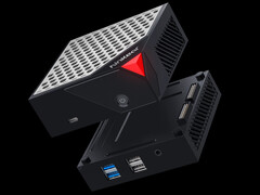 The detachable base of the Mbox 8 Pro adds connectivity ports and a 3.5-inch SATA drive port (Image source: Banggood)
