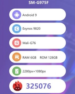 Samsung Galaxy S10 (SM-975F) on AnTuTu (Source: SamMobile)