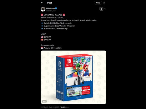 Switch OLED Mario Bros Wonder bundle leaked photo (Image source: billbil-kun X account)