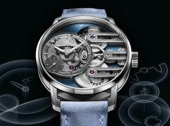 The Armin Strom Gravity Equal Force Ultimate Sapphire Blue (pictured) has a 41mm stainless-steel case which houses a transparent sapphire dial plate. (Image source: Armin Strom)