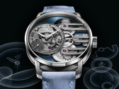 The Armin Strom Gravity Equal Force Ultimate Sapphire Blue (pictured) has a 41mm stainless-steel case which houses a transparent sapphire dial plate. (Image source: Armin Strom)