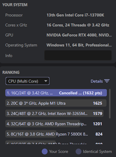 i7-13700K CPU multi-core sresults
