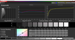 CalMAN: Grayscale before calibration (AdobeRGB target color space)