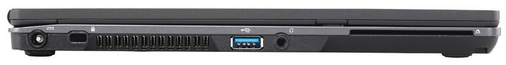 Left: power supply, Kensington lock, 1x USB 3.0, combined audio jack, SmartCard reader