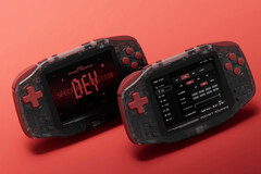 The Konkr Pocket Advance Developers' Special Edition has red buttons and a translucent shell.