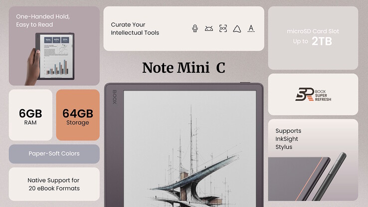 The Boox Note Mini C runs Android 16 with full compatiblity with apps from the Google Play Store.