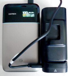 Charged by another power bank.