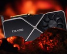 The purported TGP of the GeForce RTX 4090 is a temperature-raising 600 W. (Image source: Nvidia (RTX 3090)/Unsplash - edited)