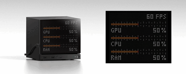 The Jsaux Pixel Matrix faceplate connects via USB-C and shows live data.
