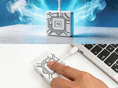 Two promo images of the a wireless transmitter.