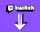 Twitch logo with down arrow below it (Image source: Twitch with edits)