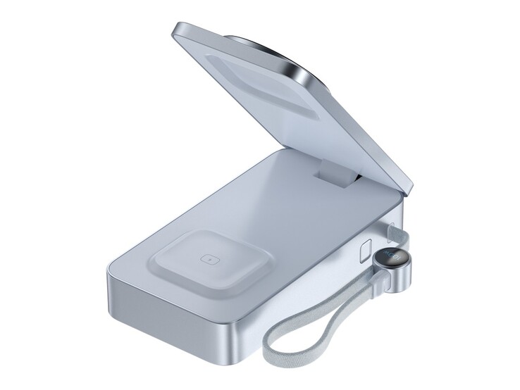 The unreleased Ugreen power bank has a foldable design with a hidden AirPods charger and built-in cable. (Image source: Wireless Power Consortium)